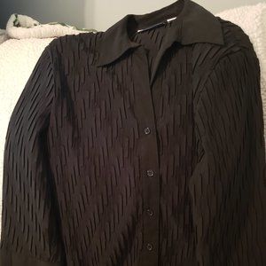 Womens Black Button Down Collar Shirt